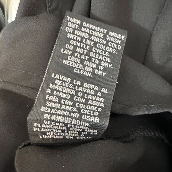 Zac & Rachel Dress Top WMNS XL Black Chiffon Roll Tab Sleeve Zip Up V-Neck - Picture 7 of 7